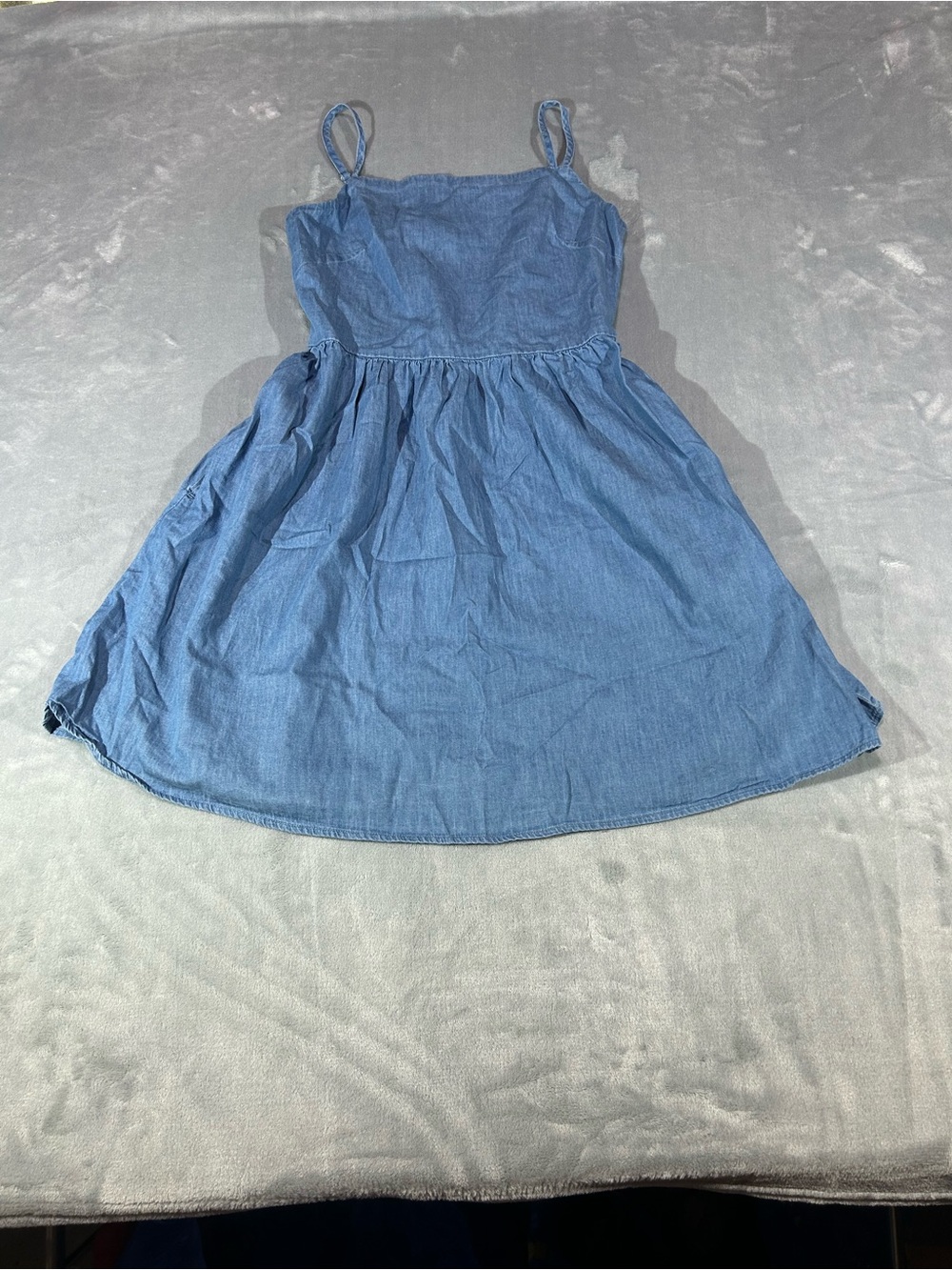 GAP Blue Denim Cotton Smocked Square Neck Strappy Sundress Dress XS